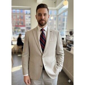 Roy Robson Men 40-42R Sport Coat Bamboo Wool Poly Blend Hand Made Blazer Jacket